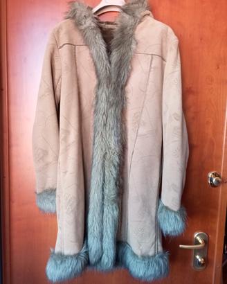 giaccone finto montone Ouhua con cappuccio. Tg XXL