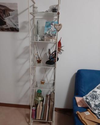 libreria in ferro battuto e 5 ripiani in vetro