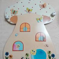 Appendiabiti bambini fungo in legno