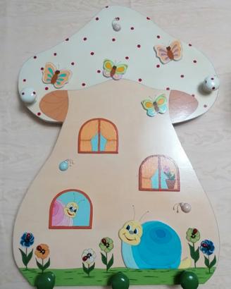 Appendiabiti bambini fungo in legno