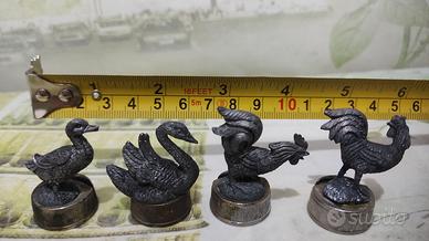 Cigno papera gallo gallina in miniatura in peltro