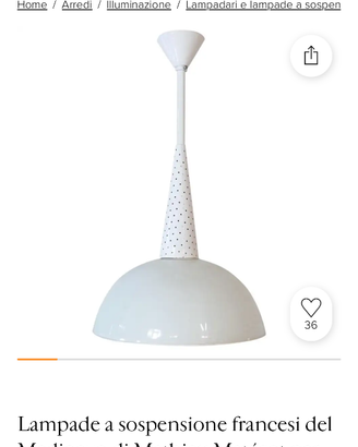 Lampadario vintage Holophane di Mathieu Matégot