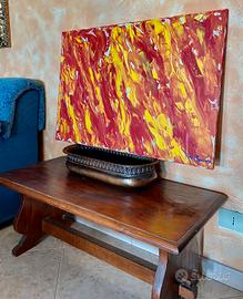 Tela rosso gialla dipinta a mano