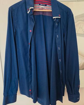 Camicia NaraCamicie Uomo - Blu Texture + Rosso