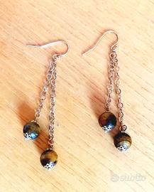 Orecchini Argento 925 dorato e  Occhio di Tigre