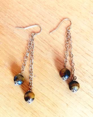 Orecchini Argento 925 dorato e  Occhio di Tigre