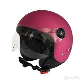 CASCO DIEFFE DEMIJET FUCSIA OPACO CON VISIERA