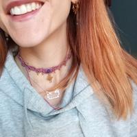 chocker in macramè con ametista e falena✨