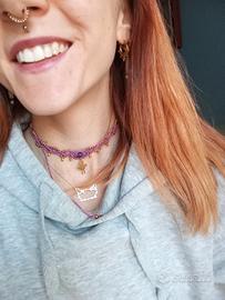 chocker in macramè con ametista e falena✨