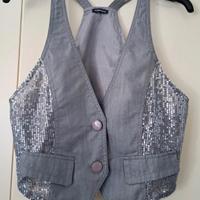 Gilet grigio con paillettes 