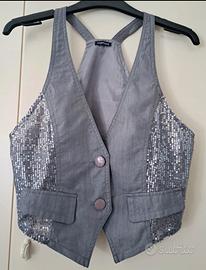 Gilet grigio con paillettes 