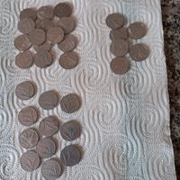 monete da 5 lire di svariati anni