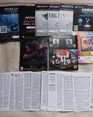 Codici da riscattare volantini fogli garanzia Ps5