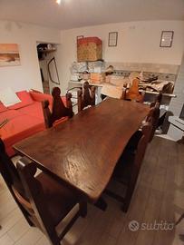  tavolo e sedie in noce nazionale