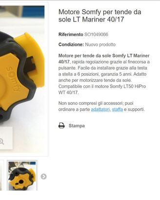Motore tenda da sole Somfy Mariner 40/17