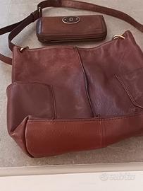 borsa e portafoglio in pelle fossil