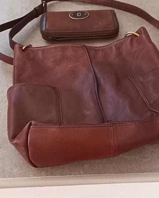 borsa e portafoglio in pelle fossil