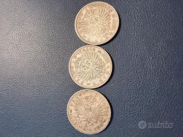3 MONETE 2 LIRE AQUILA SABAUDA