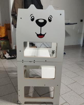 Torretta Montessori orso tavolino lavagna 3 in 1