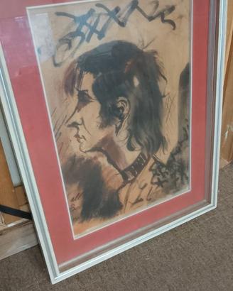 Disegno ritratto originale d'autore con cornice