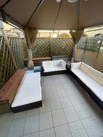 Salottino da giardino versatile in vimini 8 posti