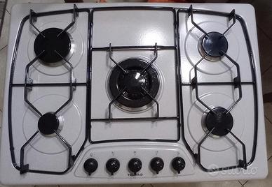 PIANO COTTURA CM. 75, 5/FUOCHI, FINITURA AVENA