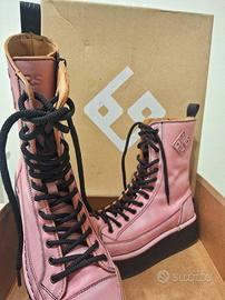 Stivaletti BnGRS La Punk in pelle rosa