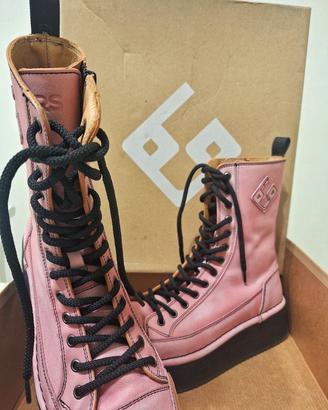 Stivaletti BnGRS La Punk in pelle rosa