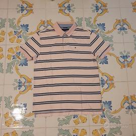 Polo Tommy Hilfiger Righe Rosa e Blu Taglia L
