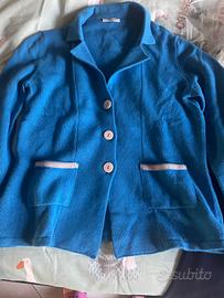 Giacca in cachemire azzurra blue mélange