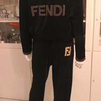 Tuta Fendi 48 ita in velluto nero con logo