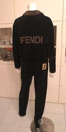 Tuta Fendi 48 ita in velluto nero con logo