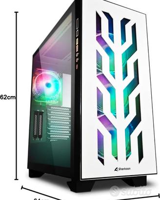 Sharkoon Elite Shark CA300T Case da Gaming, Bianco