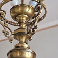 Lampadario D'Epoca in Ottone Stile Liberty