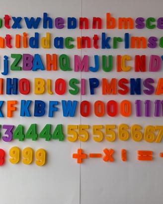 set di lettere, numeri e simboli magnetici