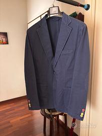 Blazer uomo blu navy destrutturato cotone