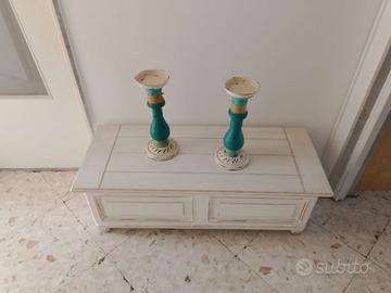 Cassapanca Baule Shabby Chic in Legno Bianco