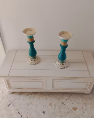 Cassapanca Baule Shabby Chic in Legno Bianco
