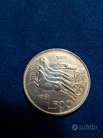 500 lire argento 1961 "quadriga"