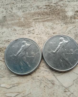 LIRE 50 del 1978  2pz. con errore di conio