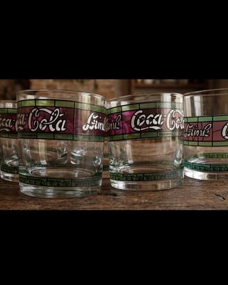 Bicchieri e vassoio da collezione vintage Coca-Col