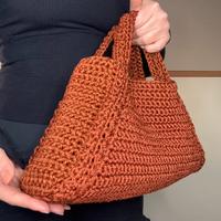 Borsa a mano marrone ambra uncinetto cotone