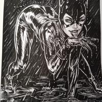 Illustrazione Catwoman fatta a mano ink