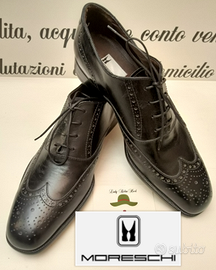 MORESCHI SCARPE UOMO STRINGATE LAVORATE pelle nera Abbigliamento