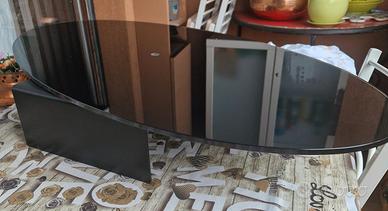 base girevole porta TV  in cristallo nero 
