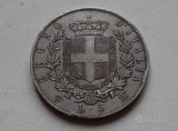 5 LIRE 1862 TORINO VITTORIO EMANUELE II