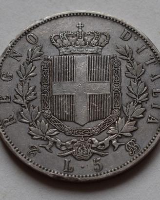 5 LIRE 1862 TORINO VITTORIO EMANUELE II