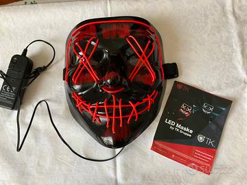 Maschera LED nera e rossa – ideale per Halloween,