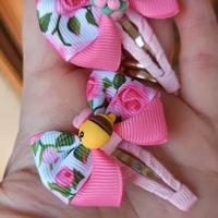 Mollette capelli bambina con rose NUOVE