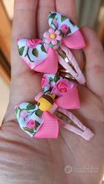 Mollette capelli bambina con rose NUOVE